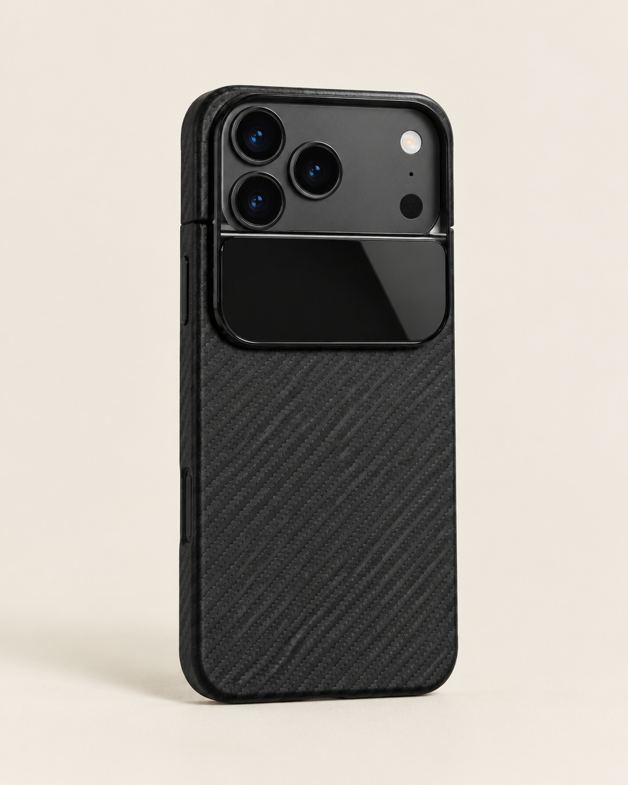 Carbon Camera Shield iPhone Case in Black