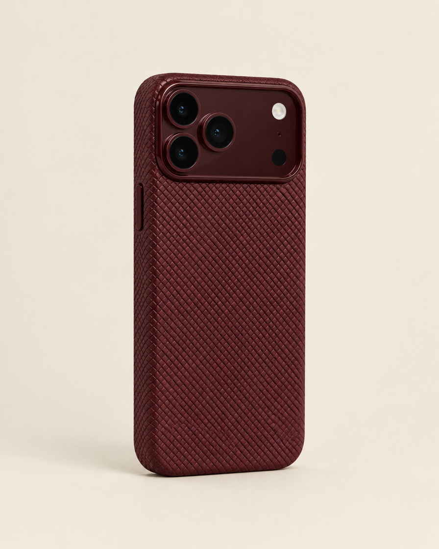 Cherry Grid Textured iPhone Case in Cherry