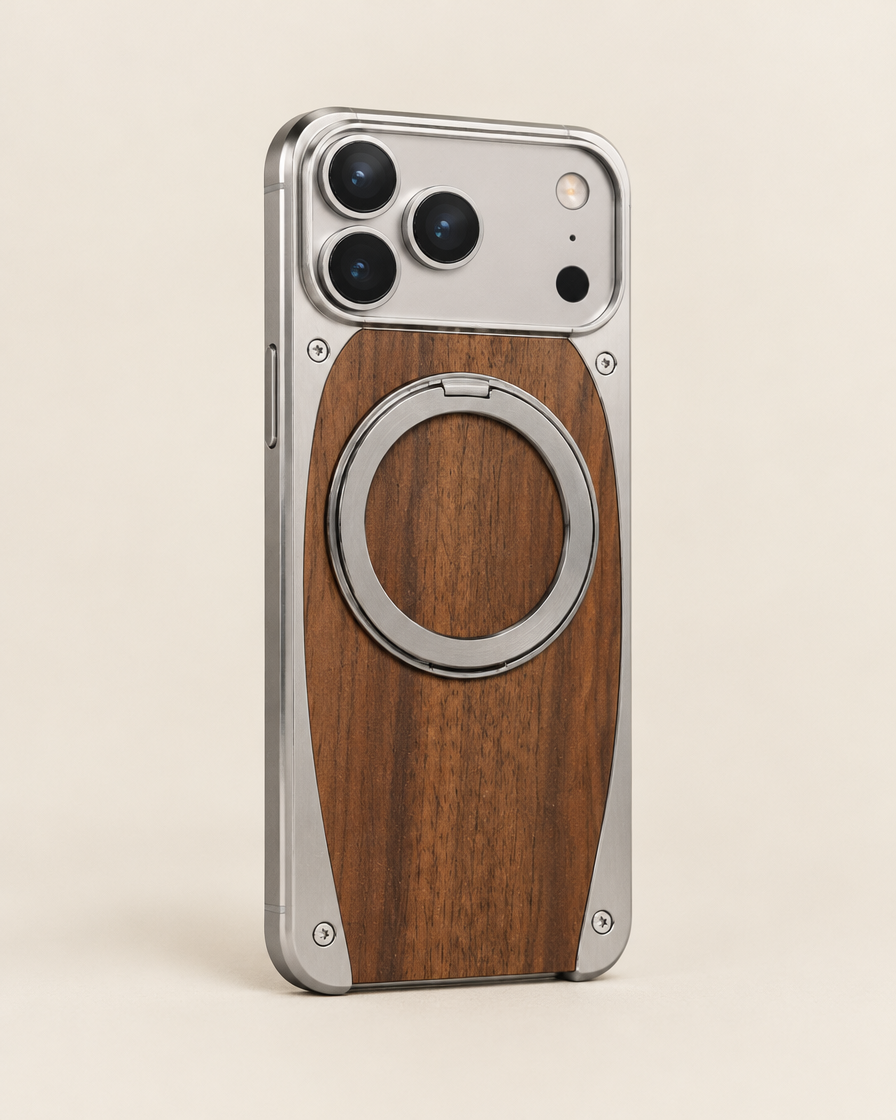 Wood & Metal MagSafe iPhone Case in Silver Walnut