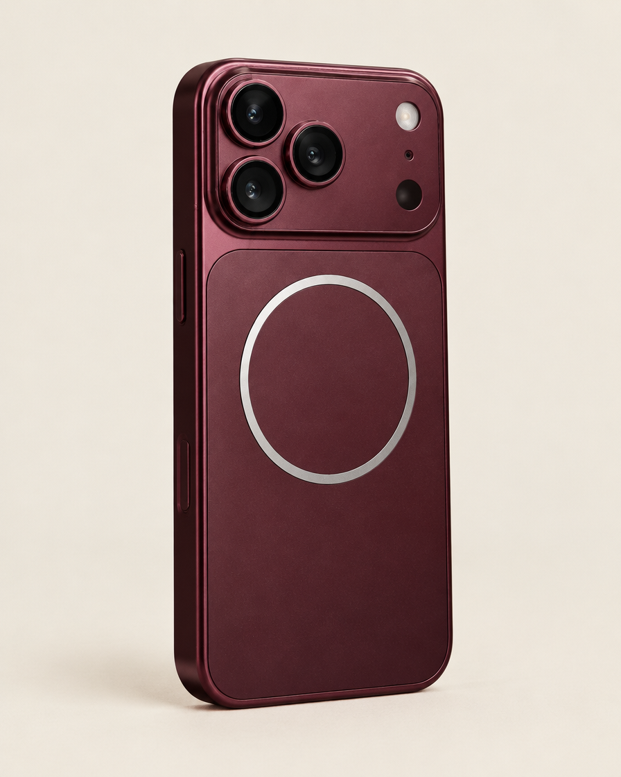 Metallic Magnetic iPhone Case in Cherry Red