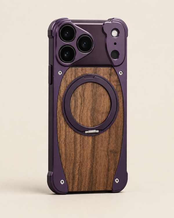 Walnut & Metal Ring iPhone Case