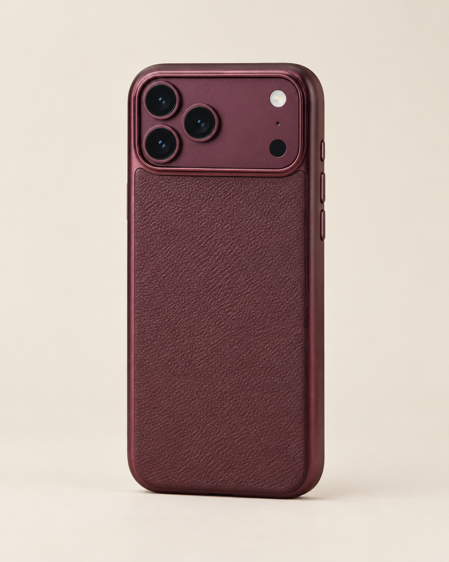 Lychee Grain Shockproof iPhone Case in Burgundy