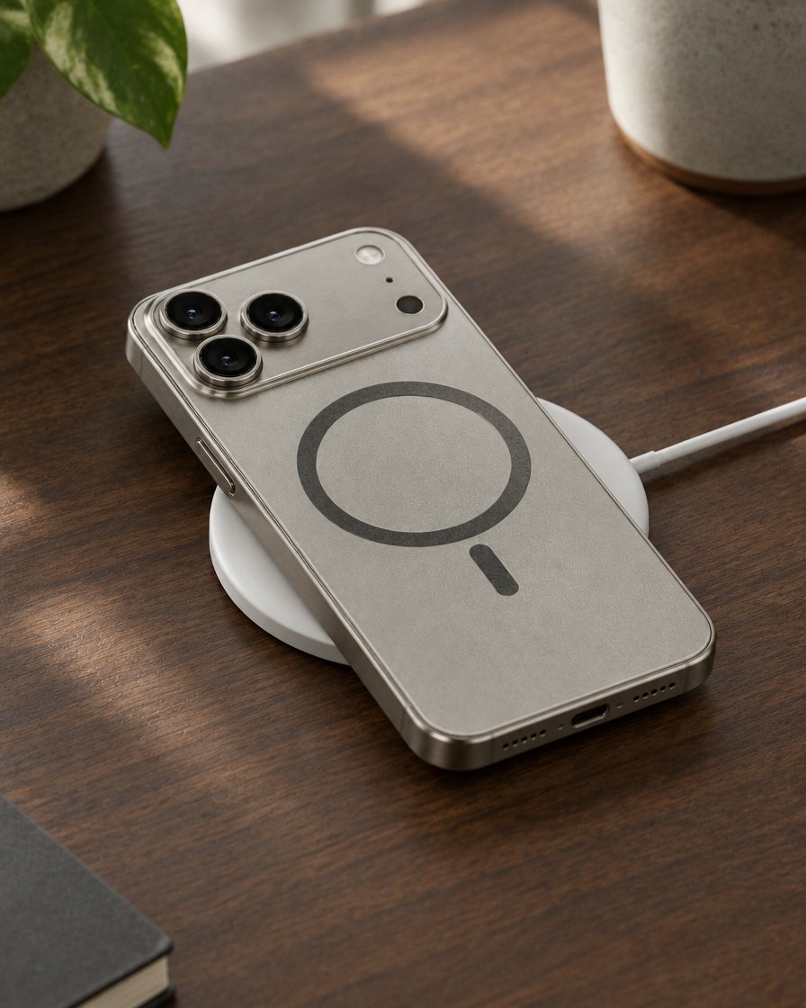 Titanium Frame Magnetic iPhone Case in use