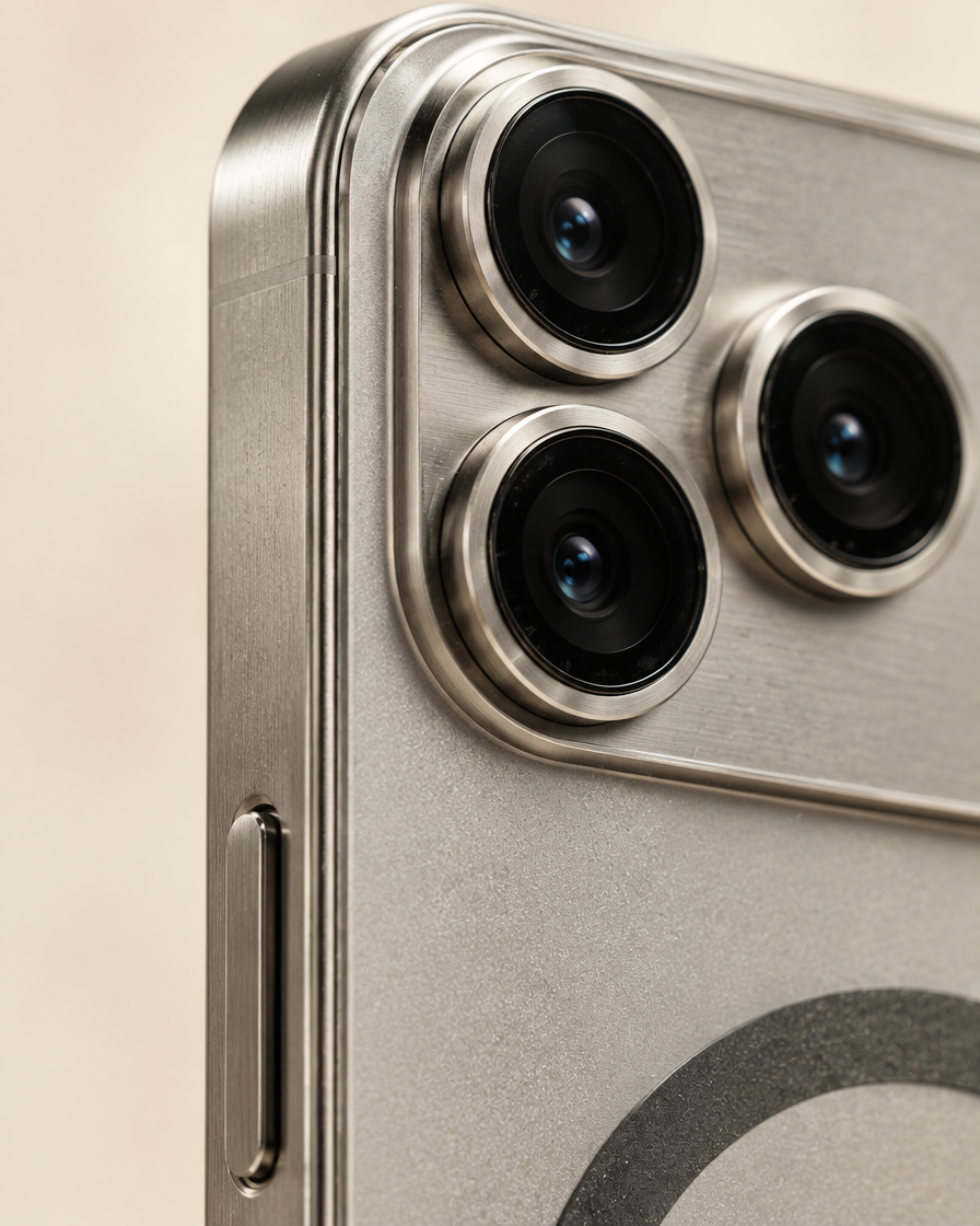 Titanium Frame Magnetic iPhone Case material close-up