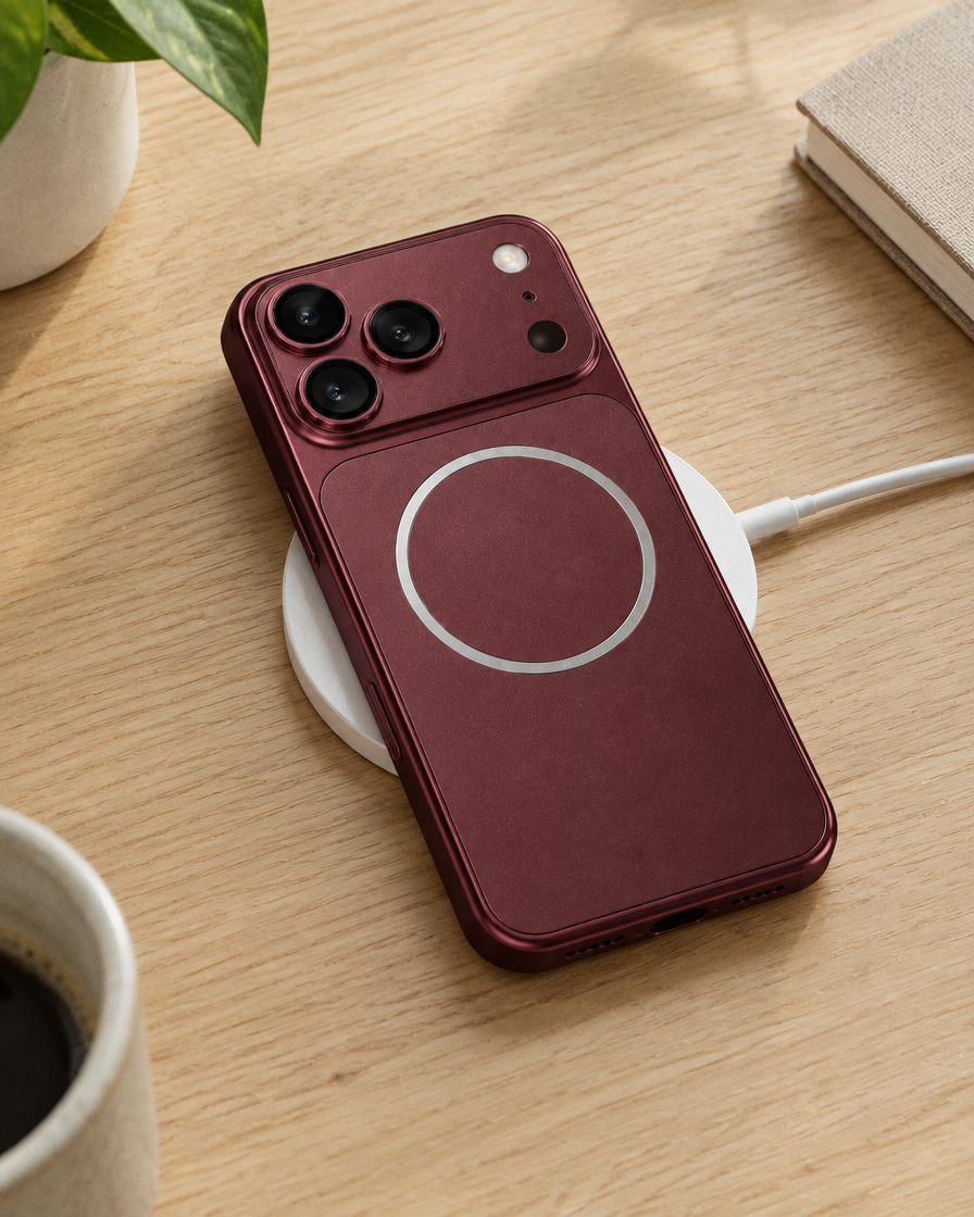 Metallic Magnetic iPhone Case in use