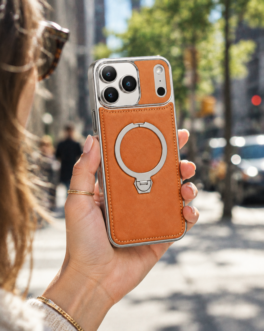 Leather Ring Bracket iPhone Case
