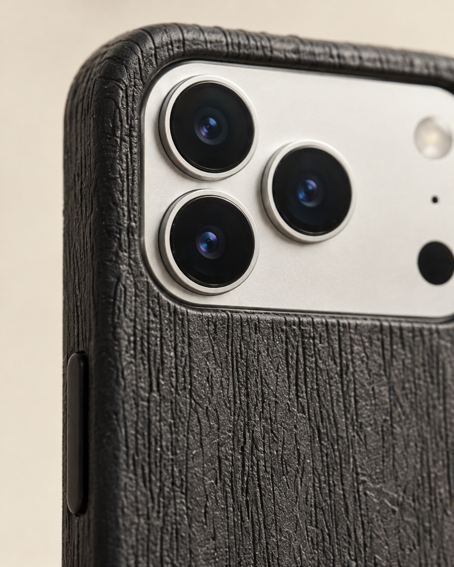Wood Grain Leather iPhone Case material close-up