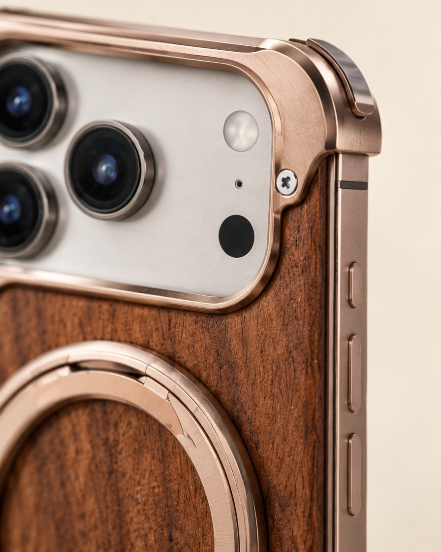 Walnut Skeleton Ring iPhone Case material close-up