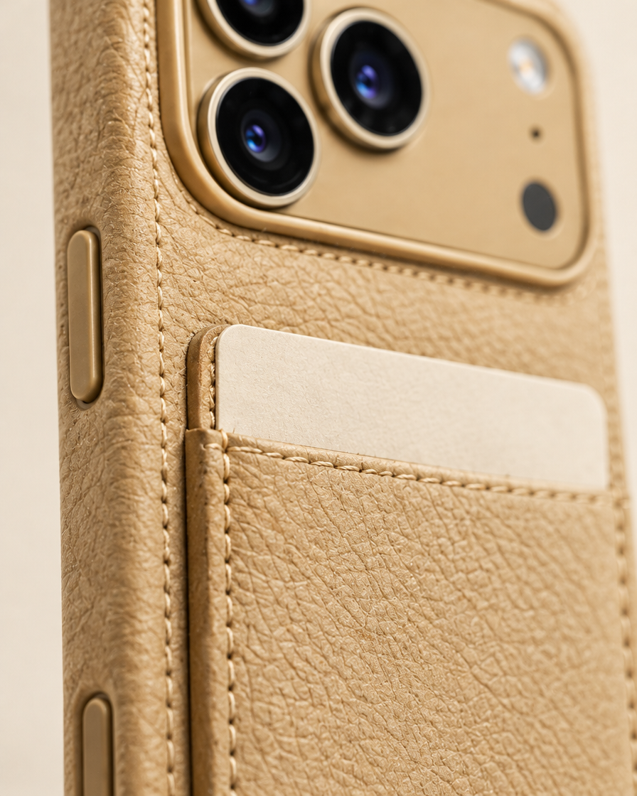 Leather Card Pocket iPhone Case material close-up