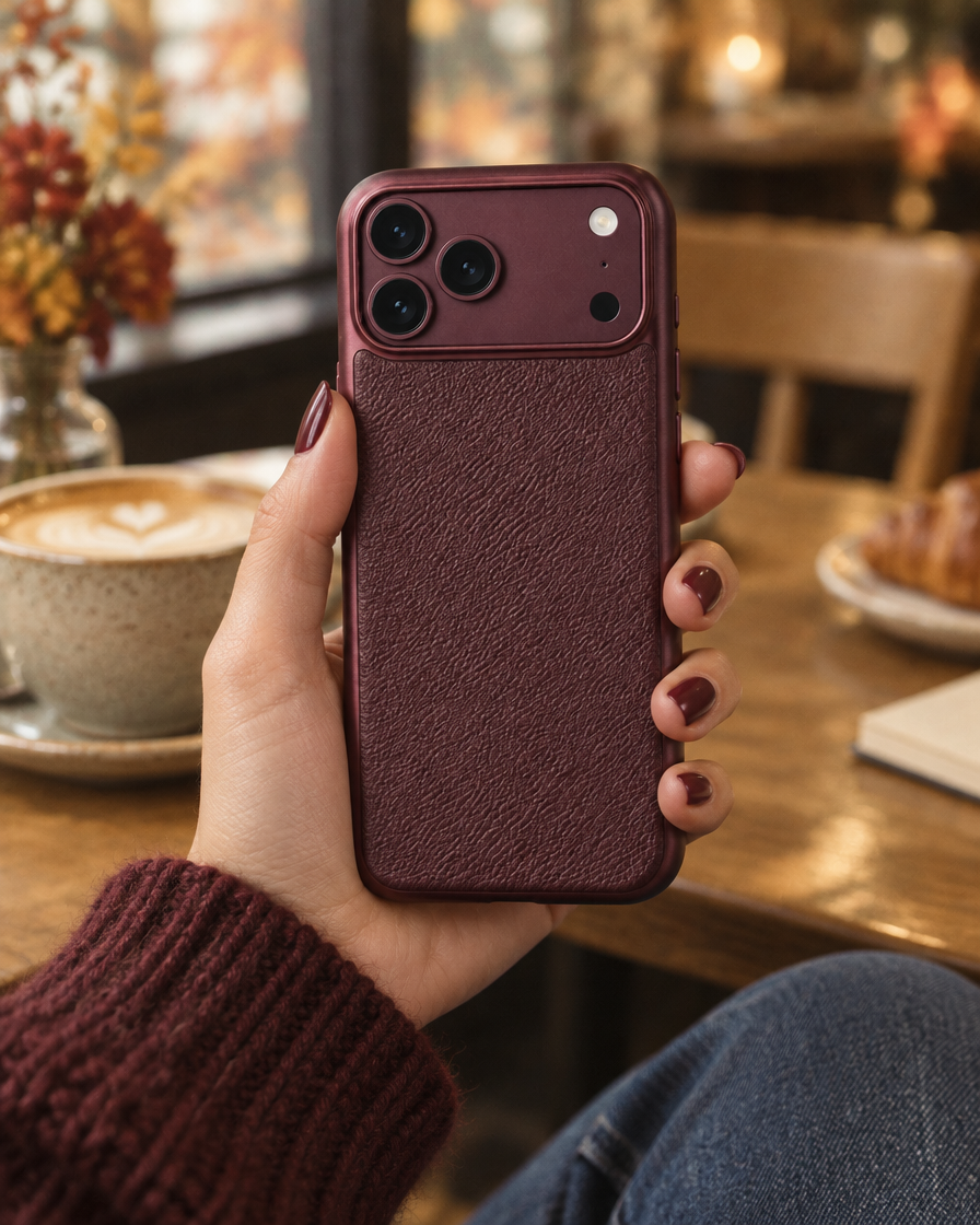 Lychee Grain Shockproof iPhone Case in hand