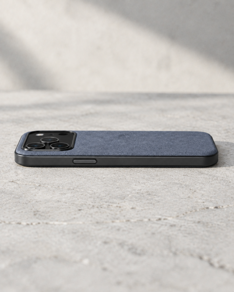 Suede-Feel Leather iPhone Case in use