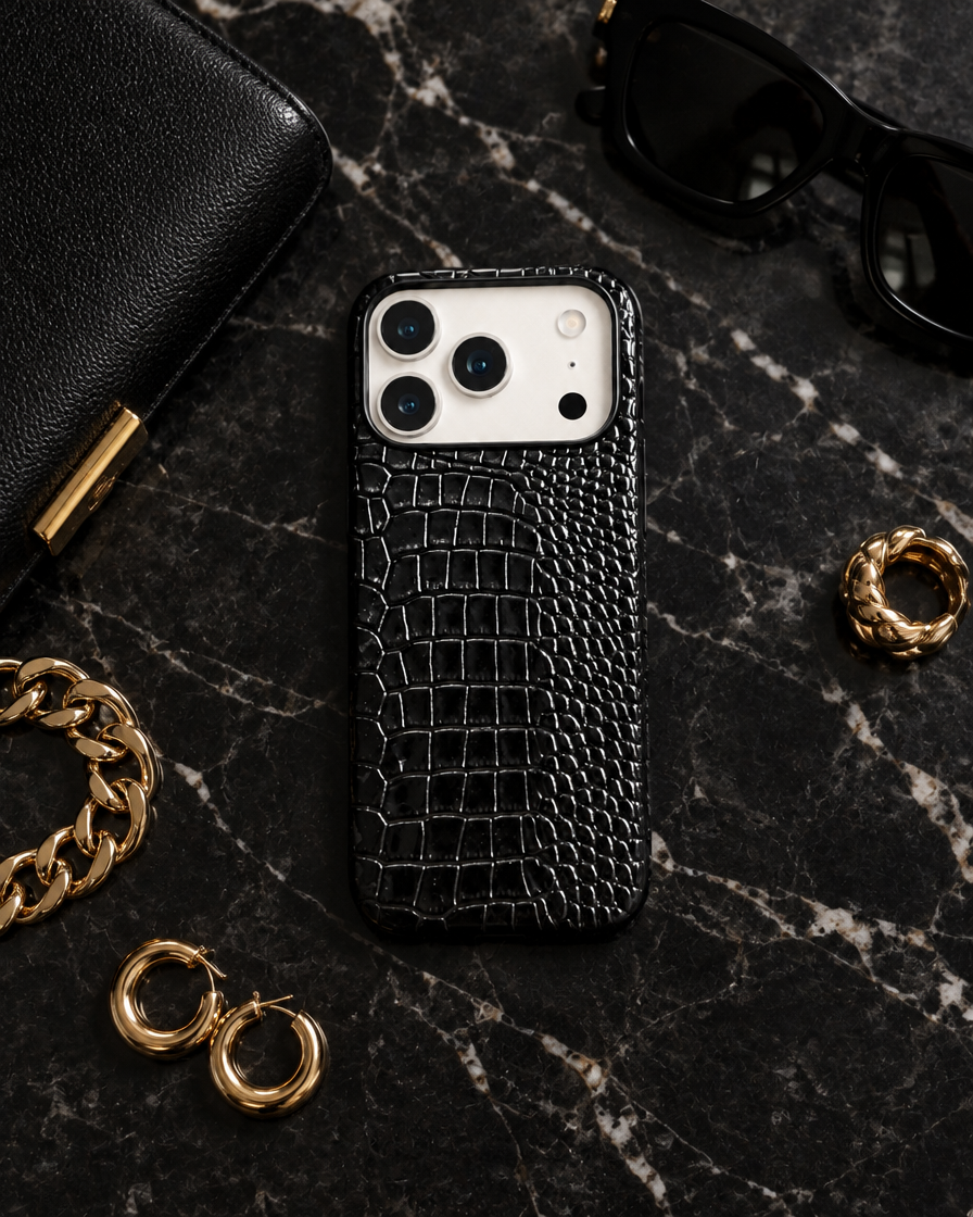 Croc Embossed Leather iPhone Case