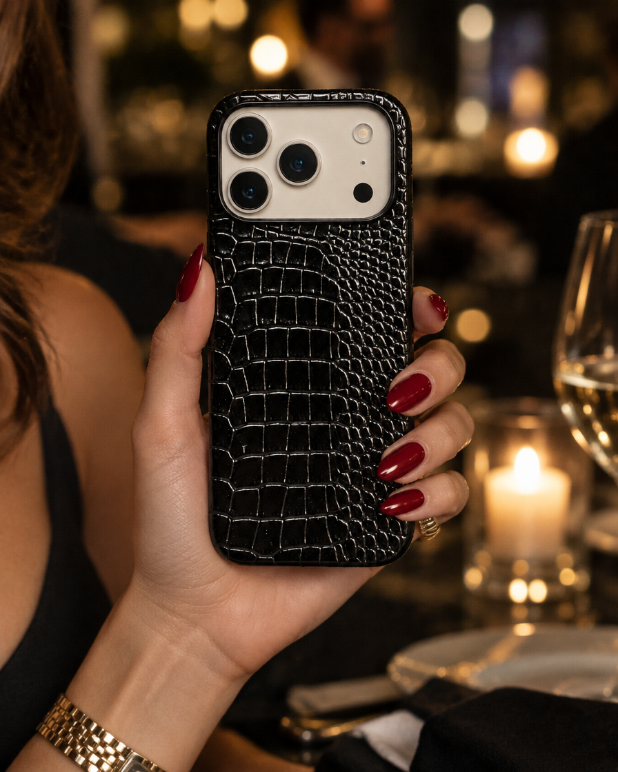 Croc Embossed Leather iPhone Case