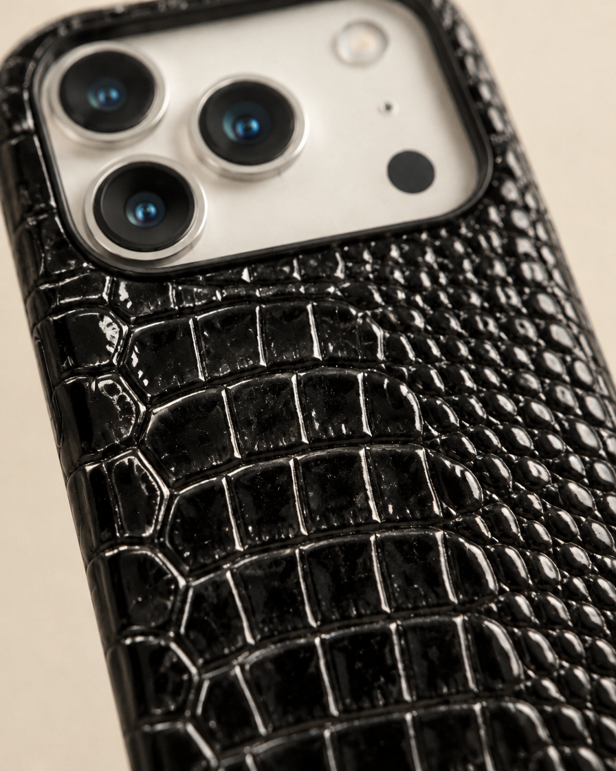 Croc Embossed Leather iPhone Case material close-up