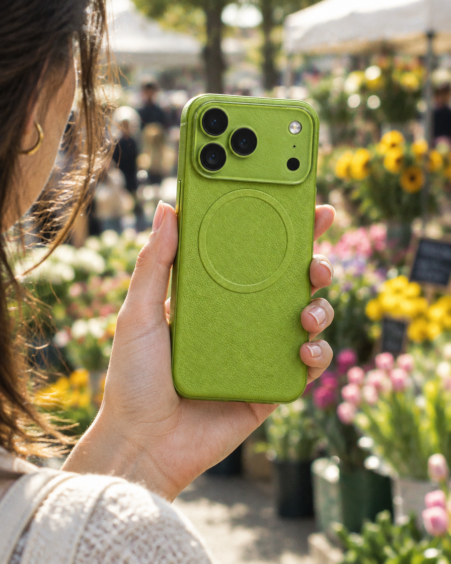 Litchi Texture MagSafe iPhone Case in hand