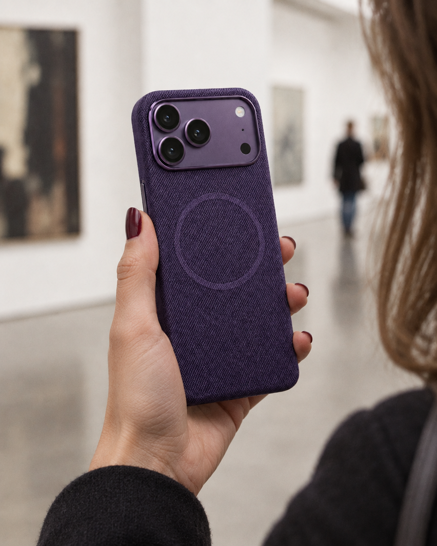 Violet Weave MagSafe iPhone Case in hand