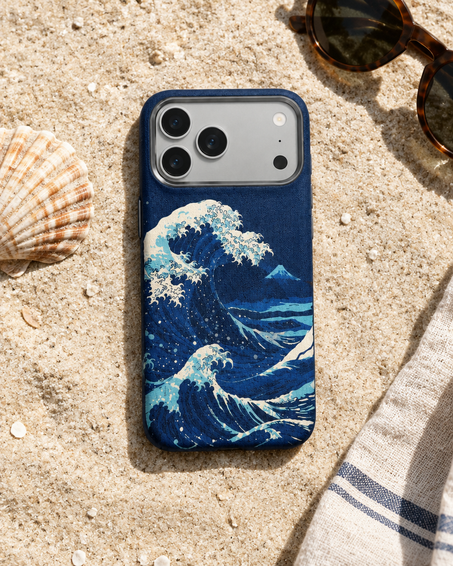 Ocean Wave Textured iPhone Case in use