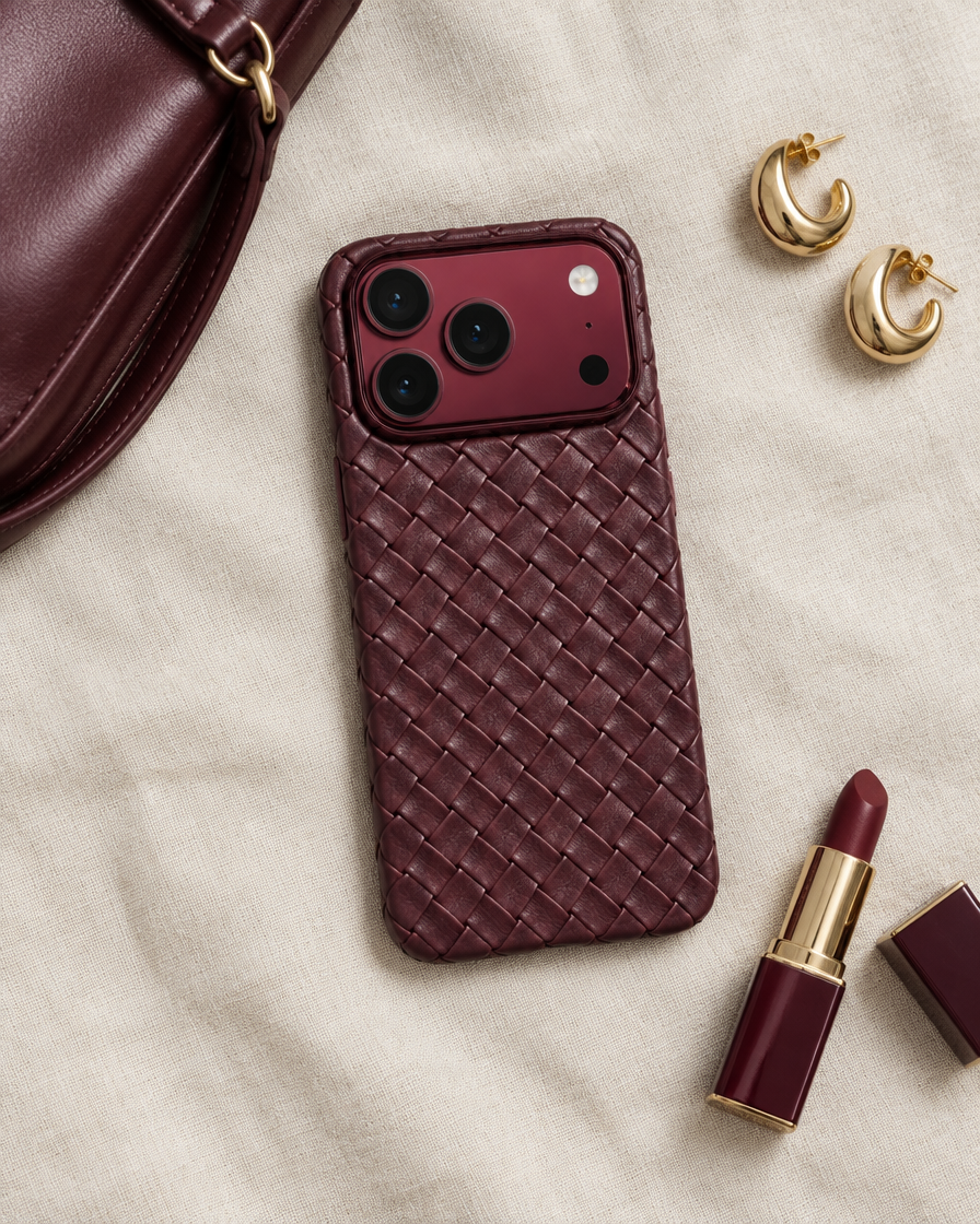 Burgundy Woven iPhone Case