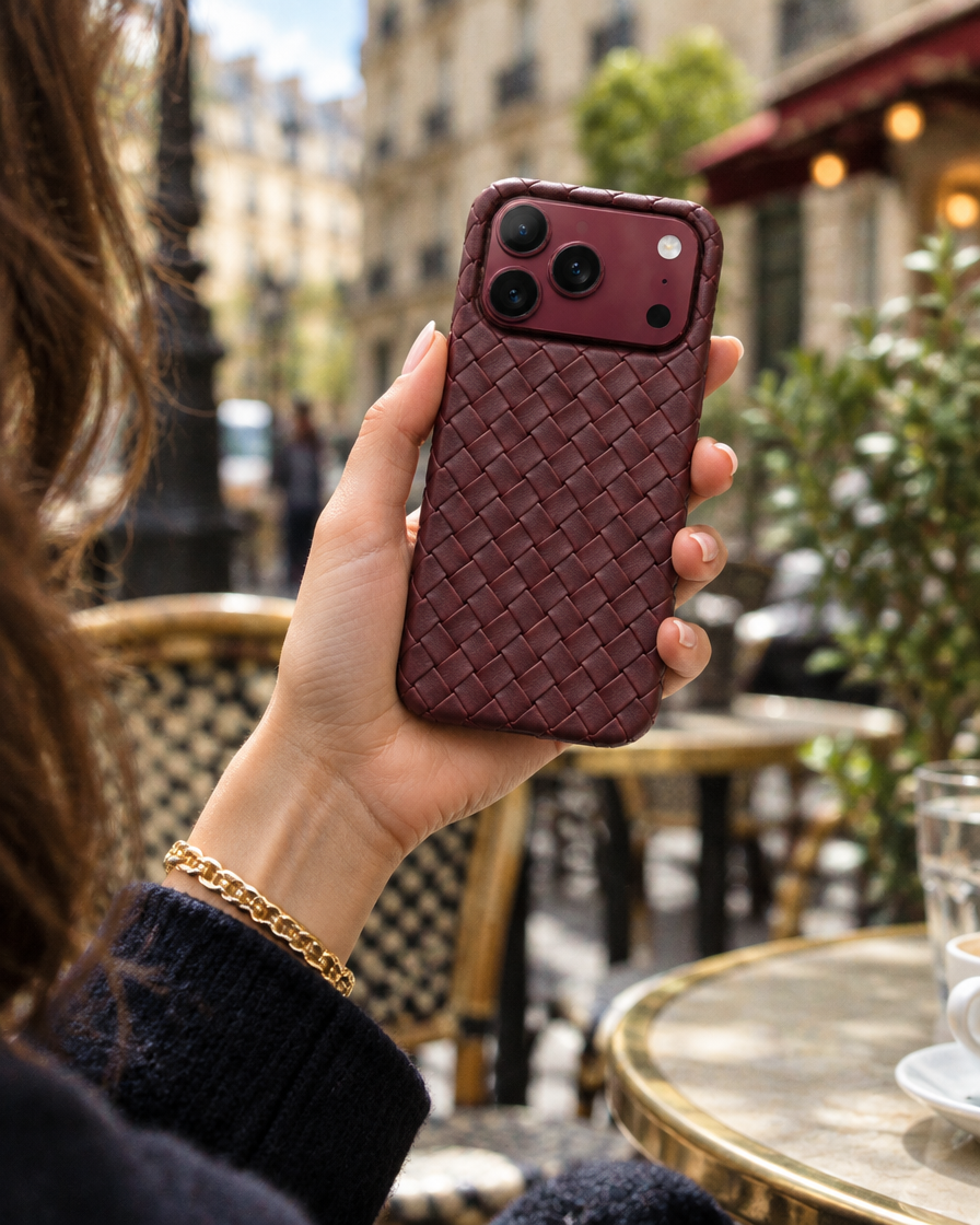 Burgundy Woven iPhone Case