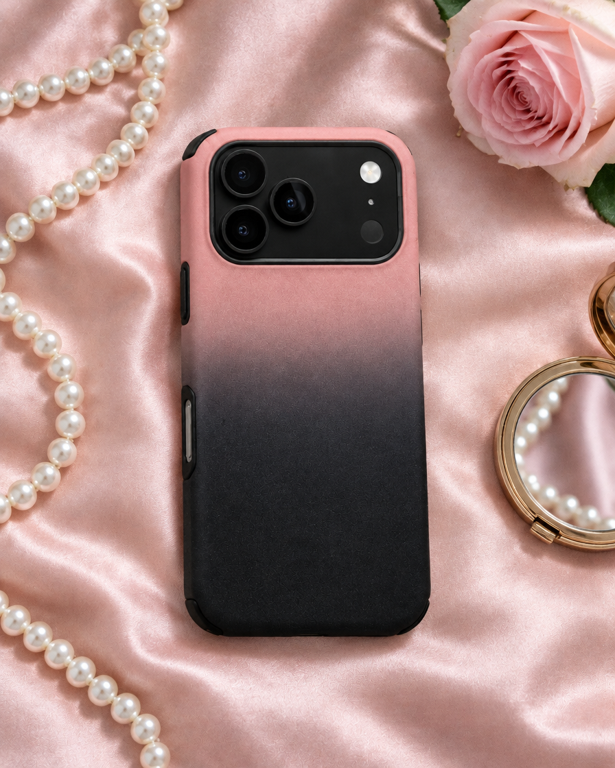 Rose Smoke Gradient iPhone Case in use