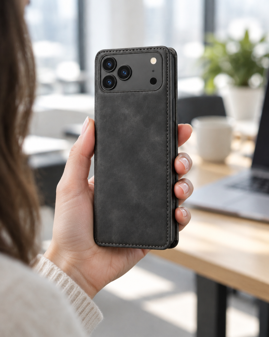 Vintage Leather Flip Wallet iPhone Case