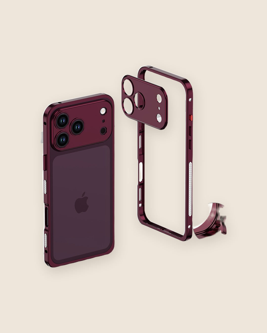 Metal Bumper Lens Guard iPhone Case in Burgundy