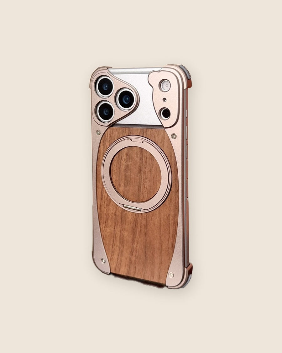 Walnut & Aluminum Ring Stand iPhone Case