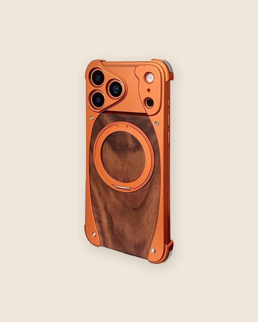 Walnut & Aluminum Ring Stand iPhone Case