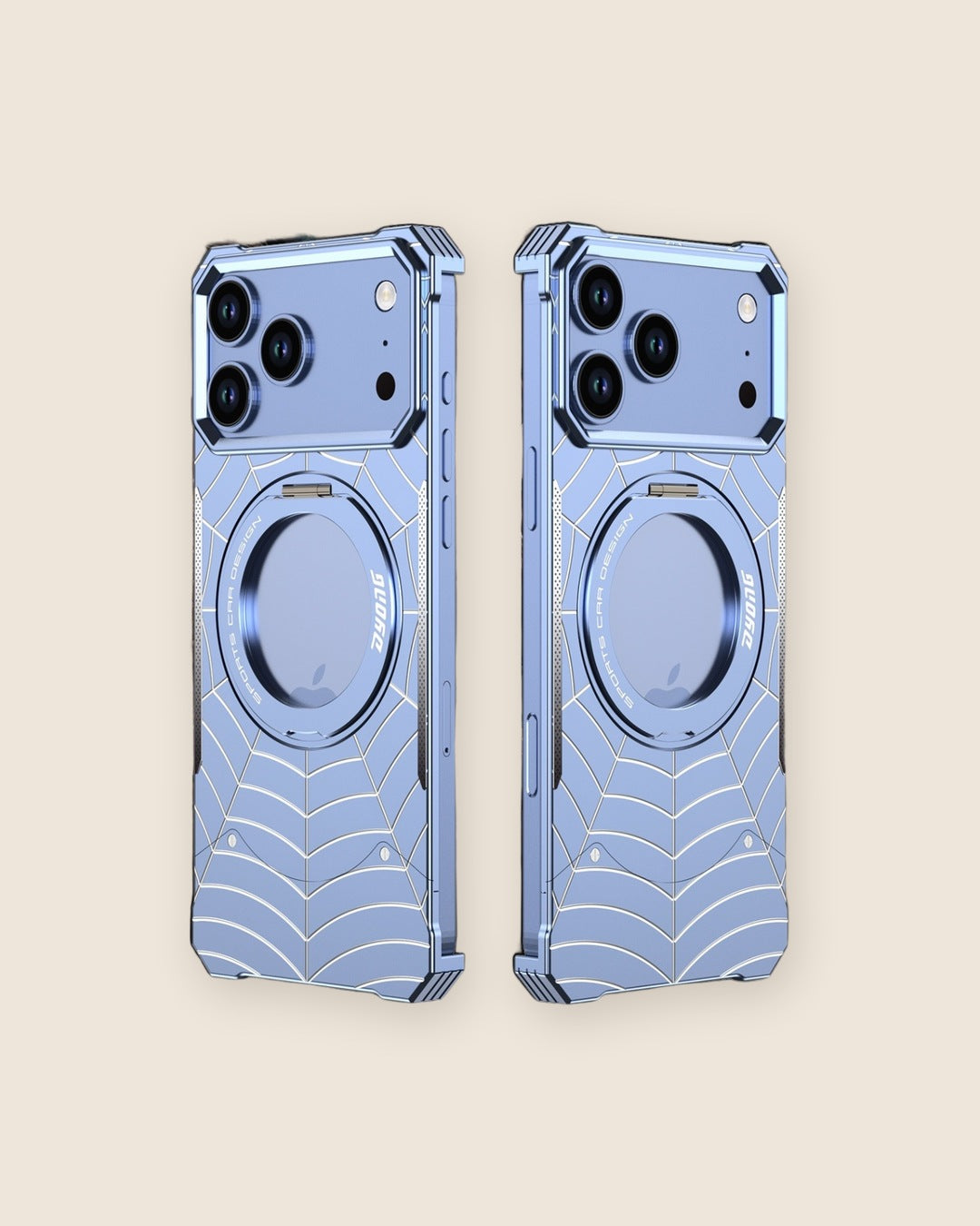 Spider-Web Armor Ring Stand iPhone Case in Sierra Blue