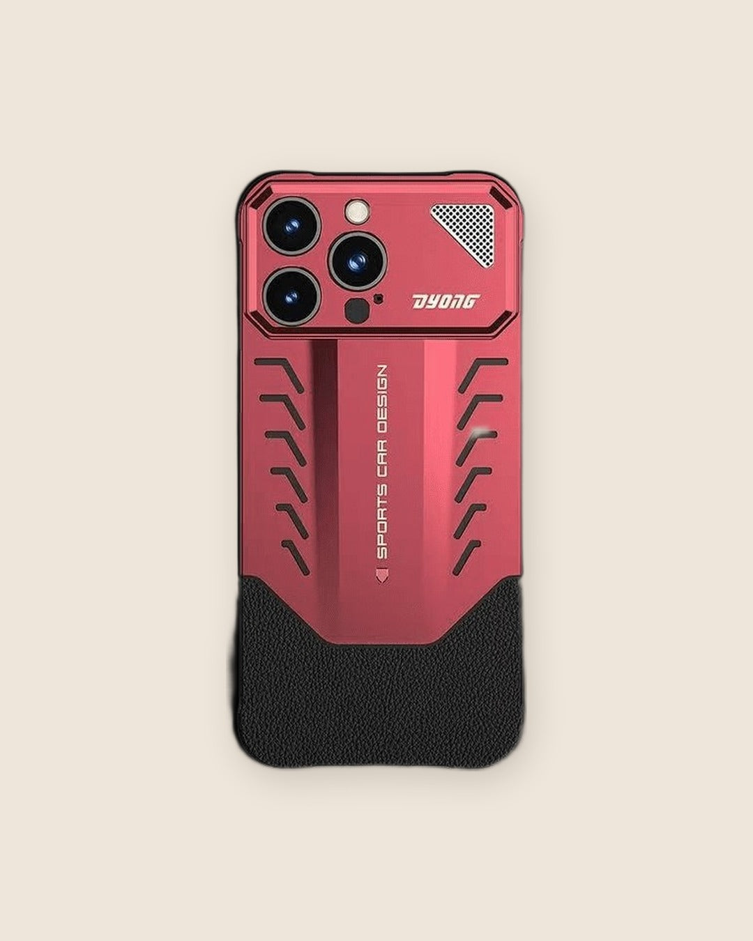 Supercar Metal iPhone Case with Air Vents in Dark Red