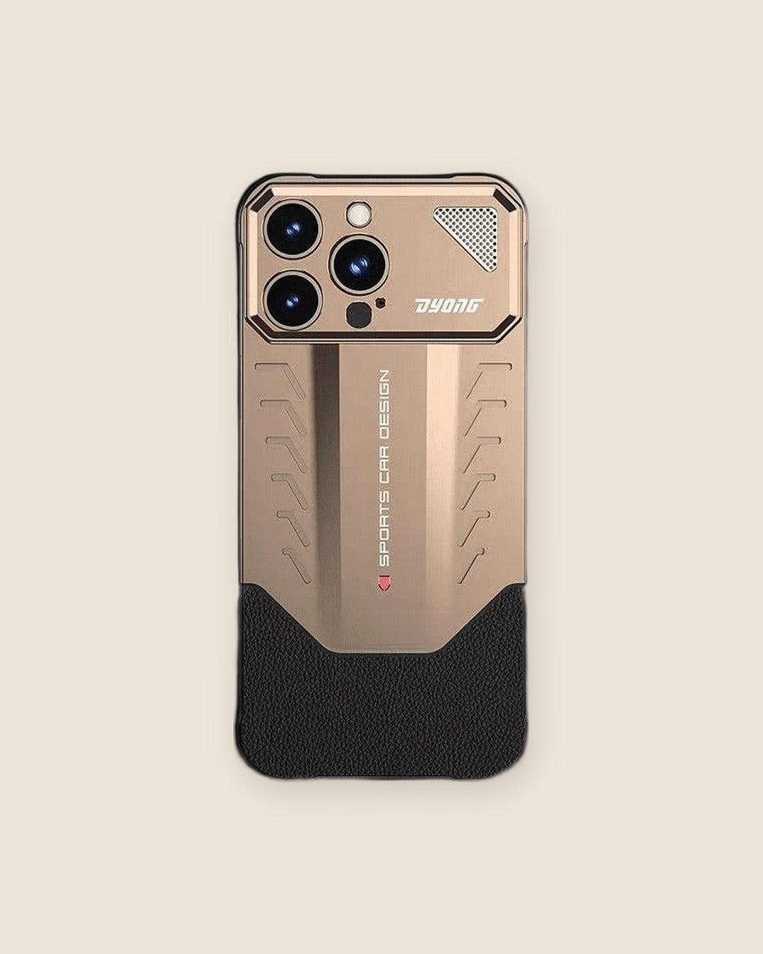 Supercar Metal iPhone Case with Air Vents in Desert Gold