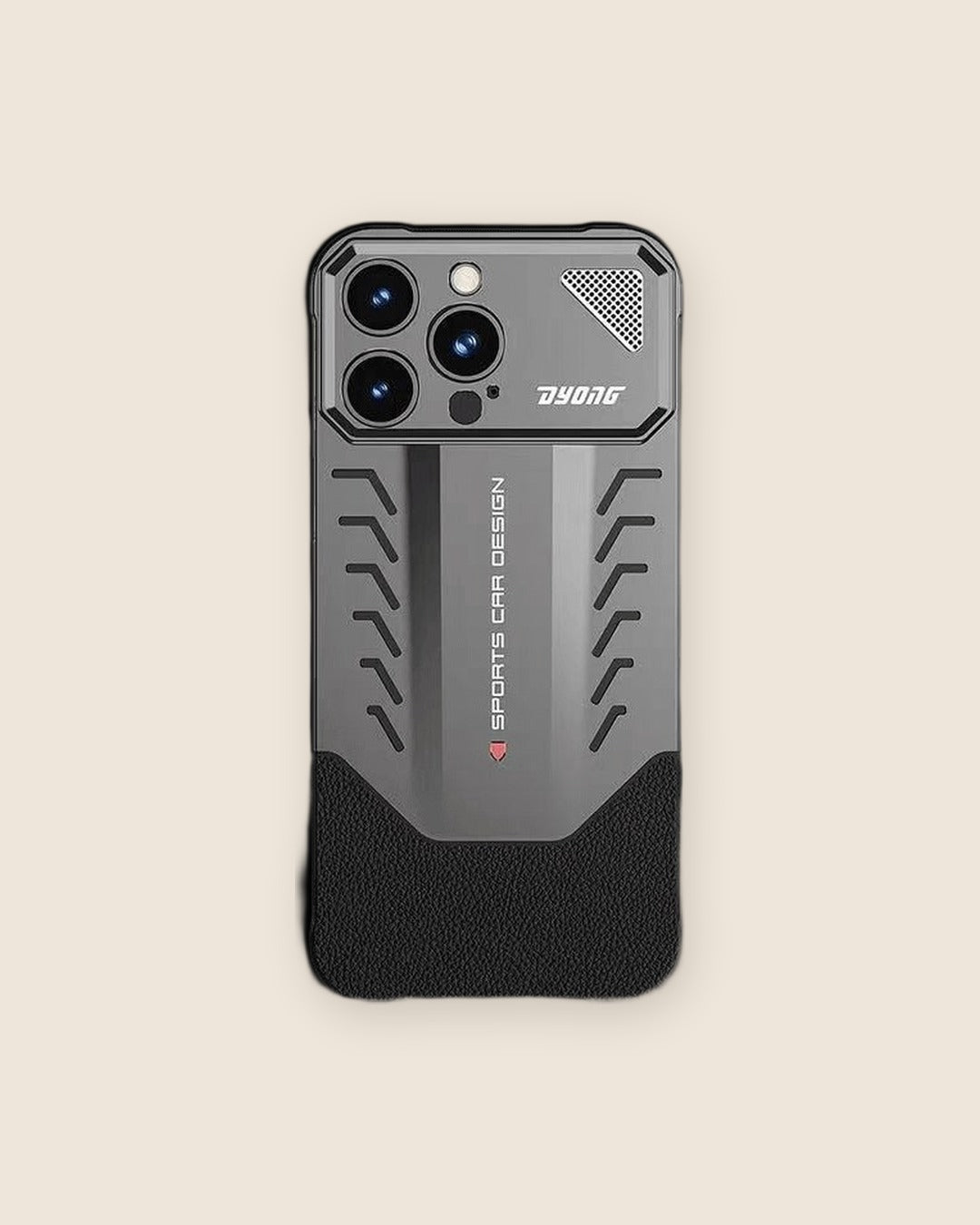 Supercar Metal iPhone Case with Air Vents in Gun Gray