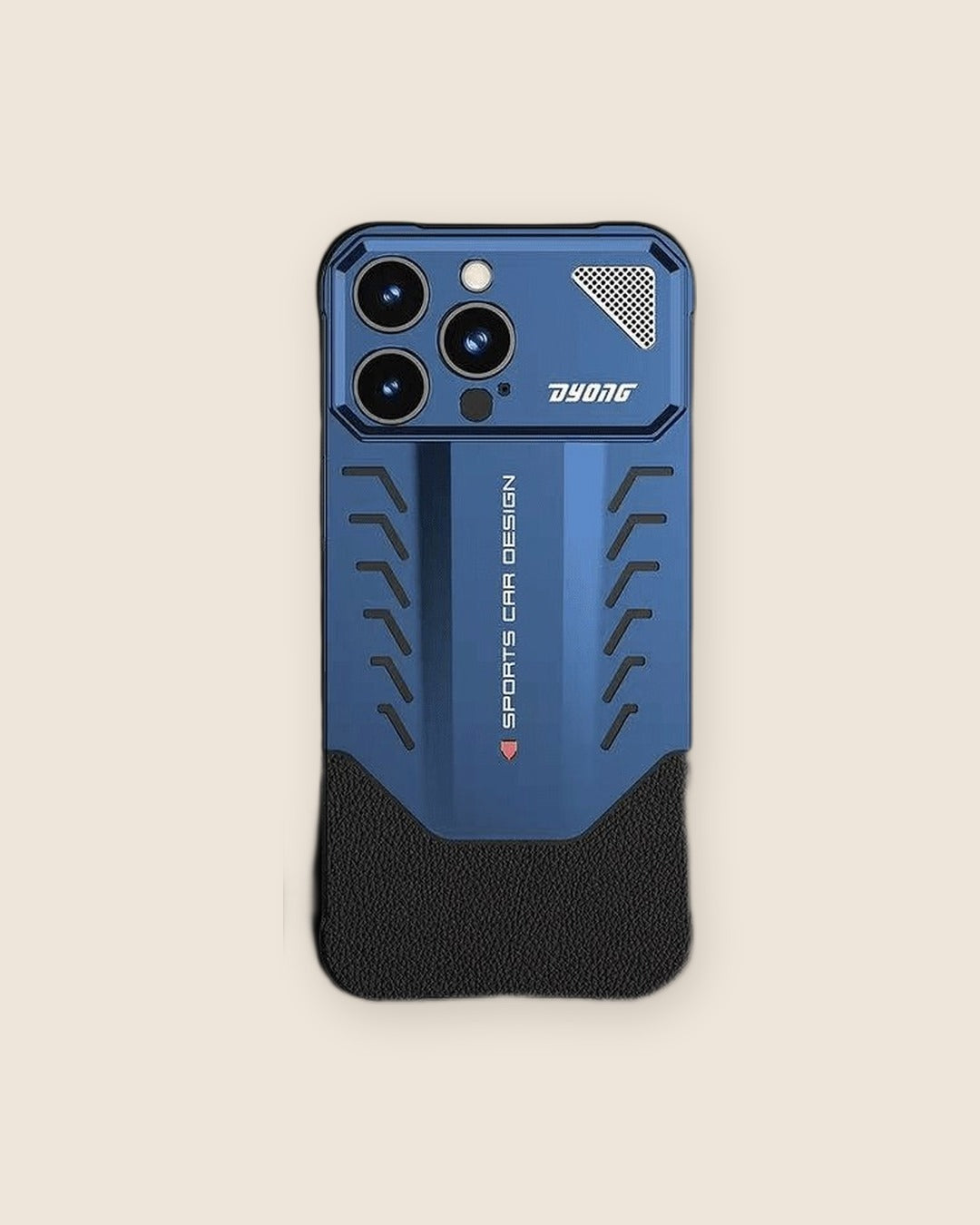 Supercar Metal iPhone Case with Air Vents in Titanium Blue