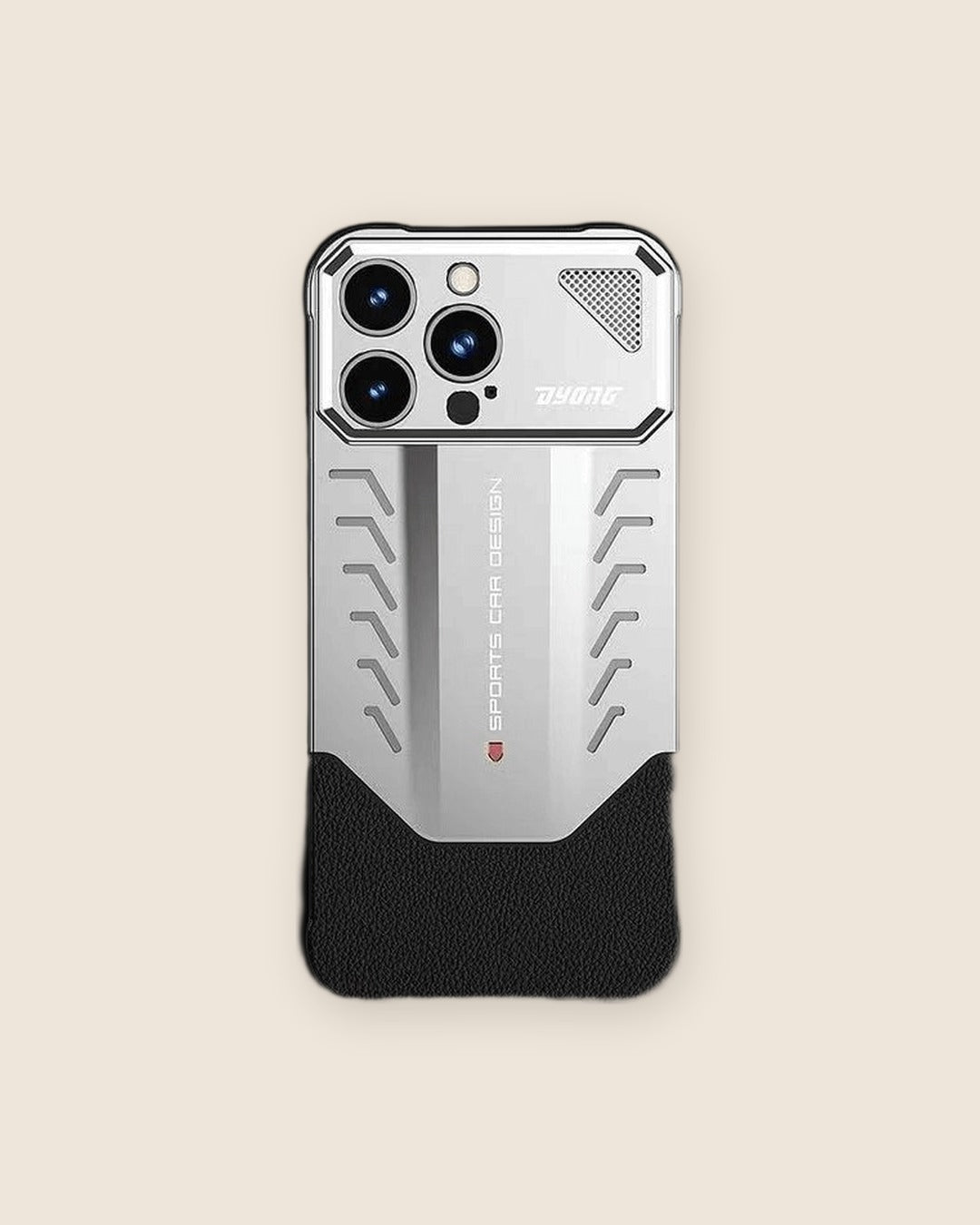Supercar Metal iPhone Case with Air Vents in Titanium Silver