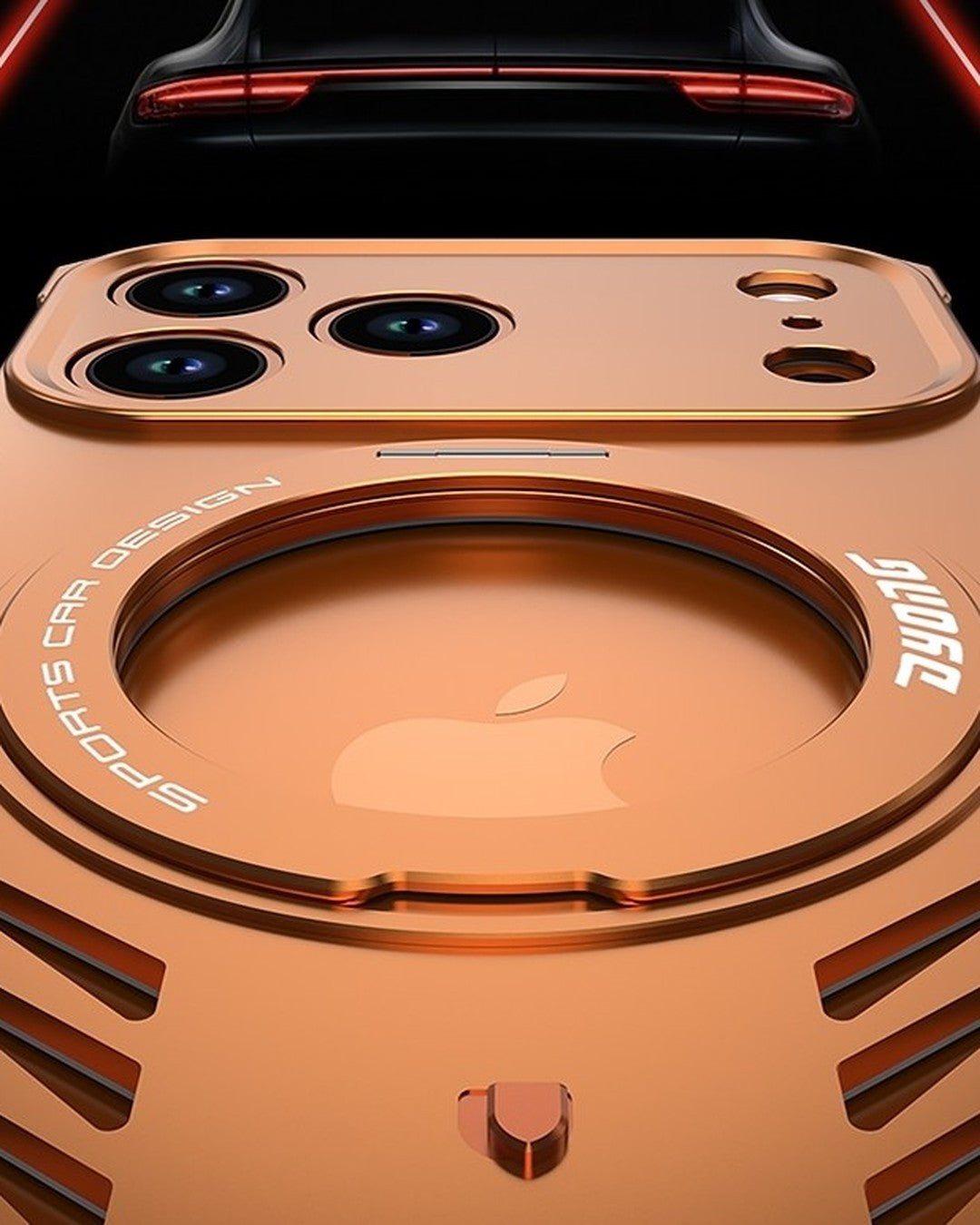 Supercar Metal iPhone Case with 360° Magnetic Stand – detail view