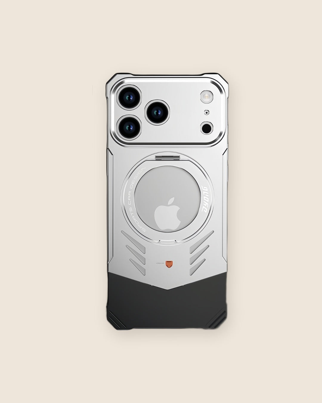Supercar Metal iPhone Case with 360° Magnetic Stand in Titanium Silver