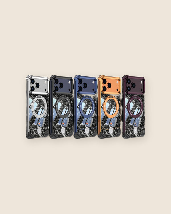 Marble Metal iPhone Case with Rotating Ring Stand