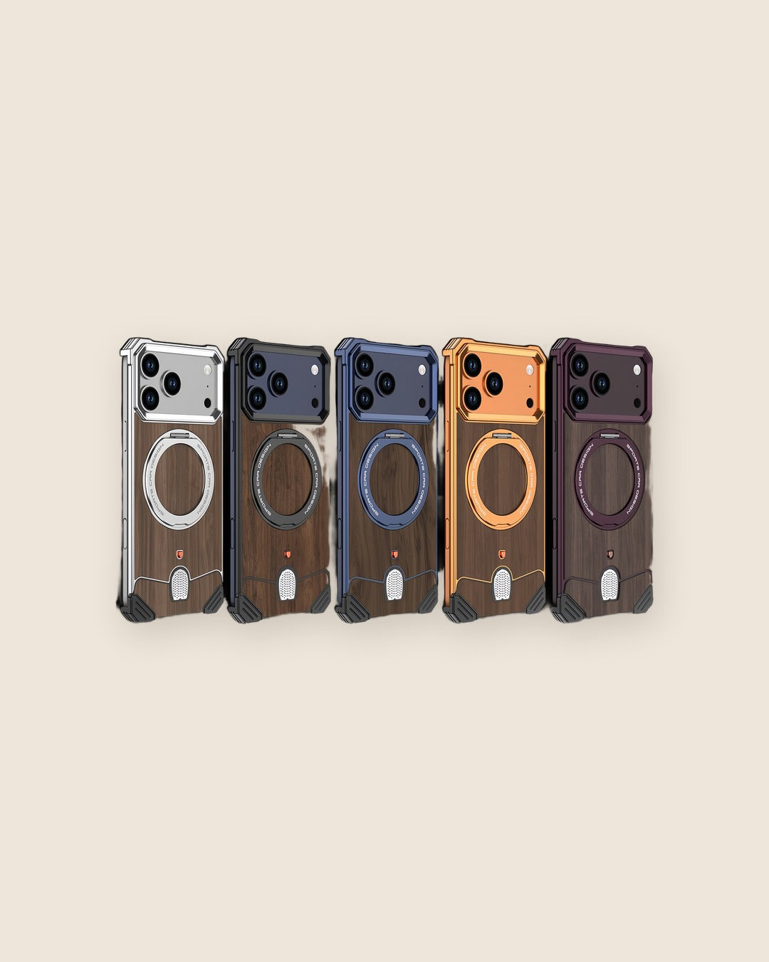 Walnut Wood Metal iPhone Case with Ring Stand