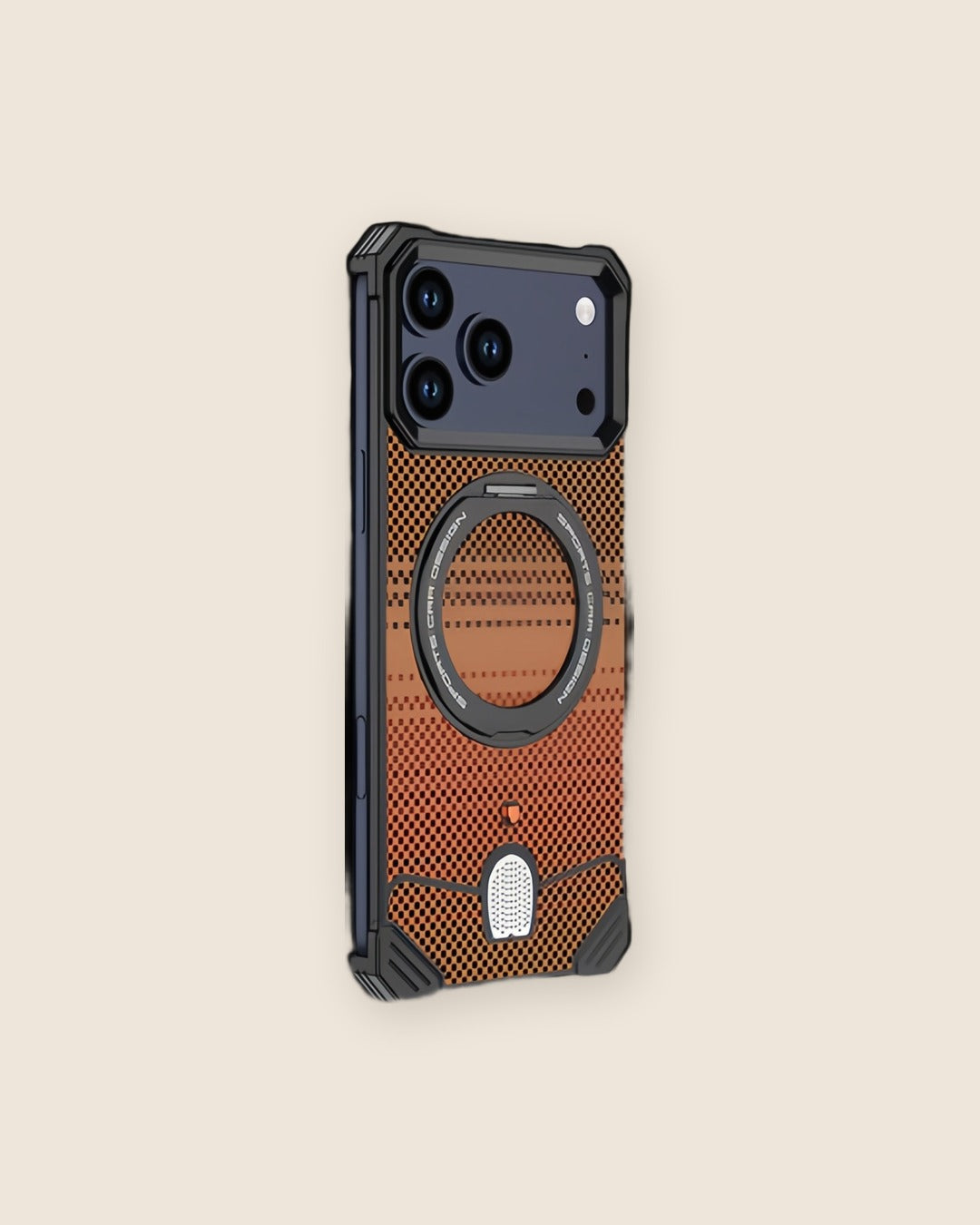Kevlar Weave Metal iPhone Case with Ring Stand in Obsidian Black