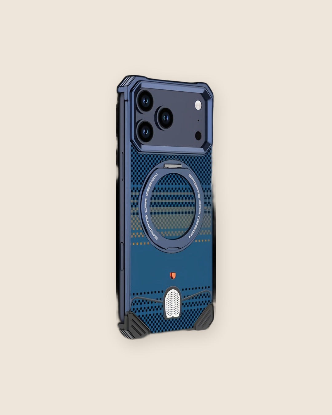 Kevlar Weave Metal iPhone Case with Ring Stand in Titanium Blue