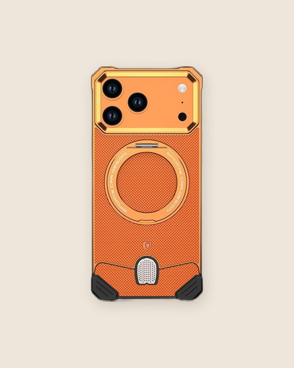 Leather Texture Metal iPhone Case with 360° Kickstand
