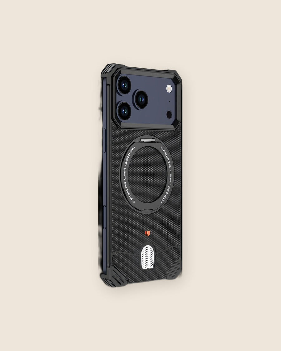 Leather Texture Metal iPhone Case with 360° Kickstand