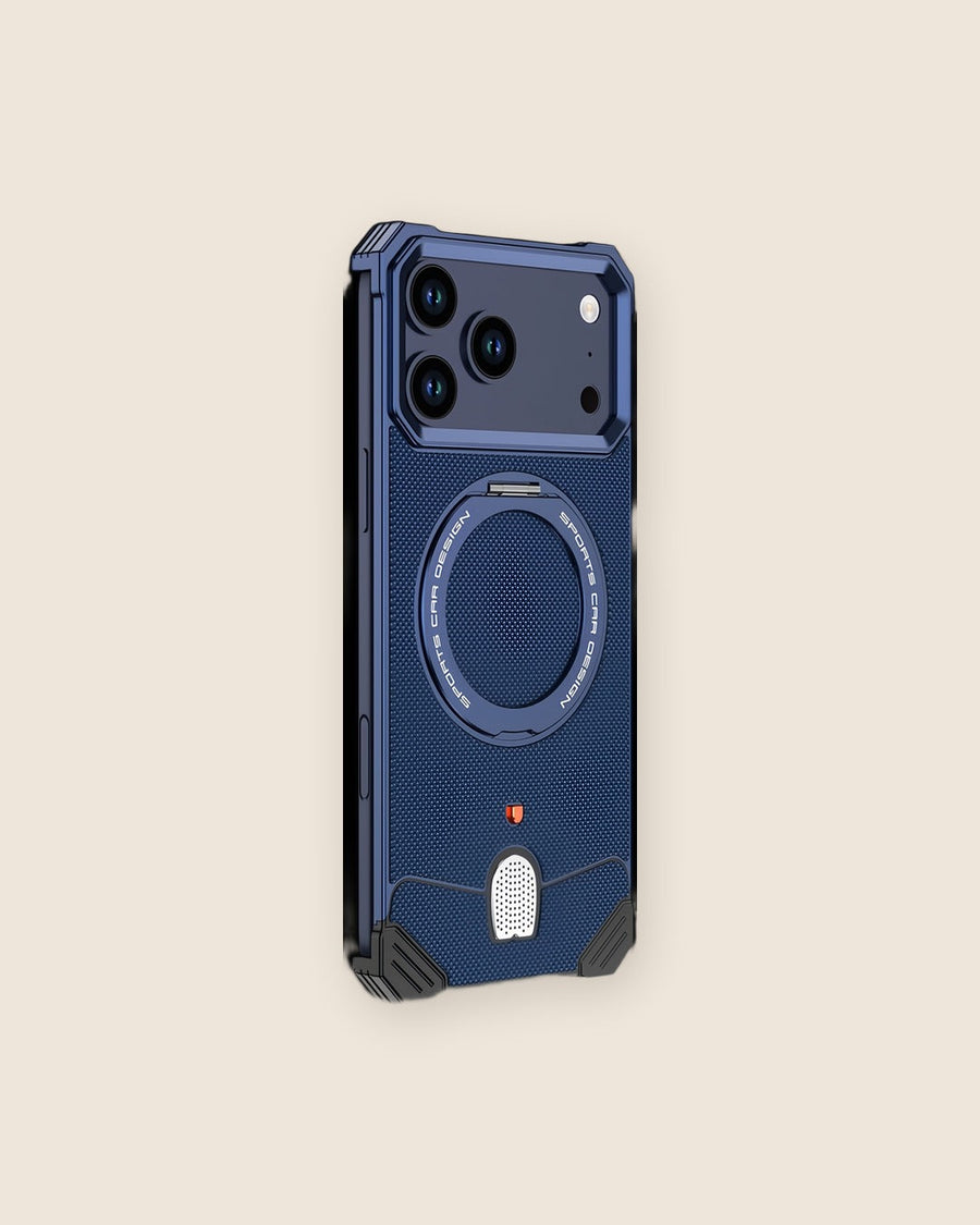 Leather Texture Metal iPhone Case with 360° Kickstand