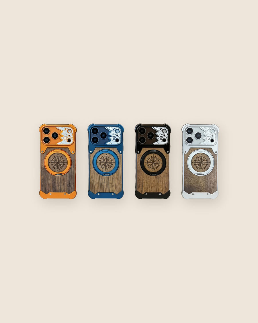 Walnut Wood iPhone Case with Compass Kickstand
