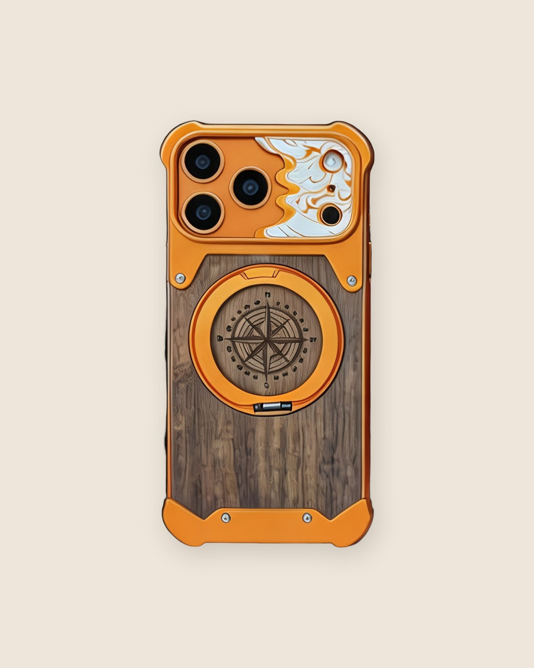 Walnut Wood iPhone Case with Compass Kickstand