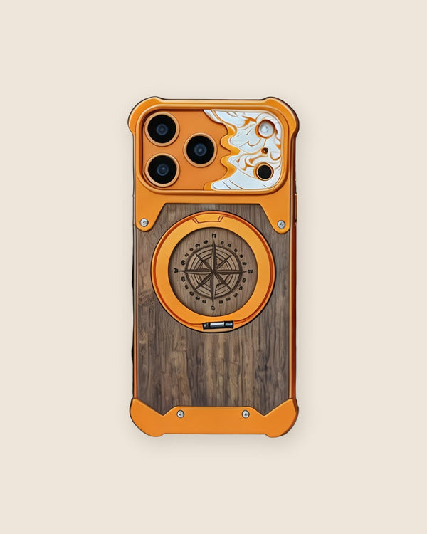 Walnut Wood iPhone Case with Compass Kickstand