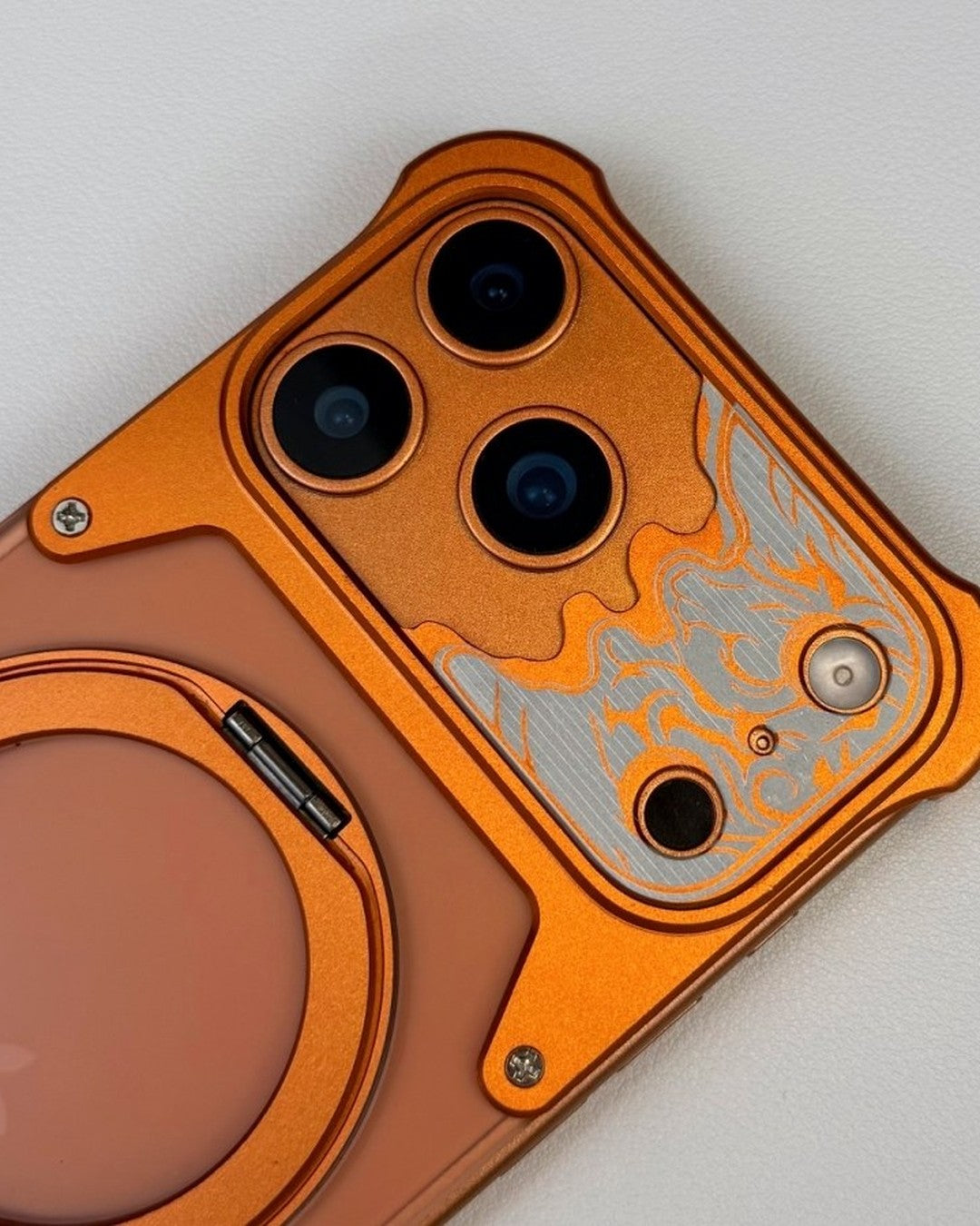 Matte Metal iPhone Case with Magnetic Kickstand – detail view