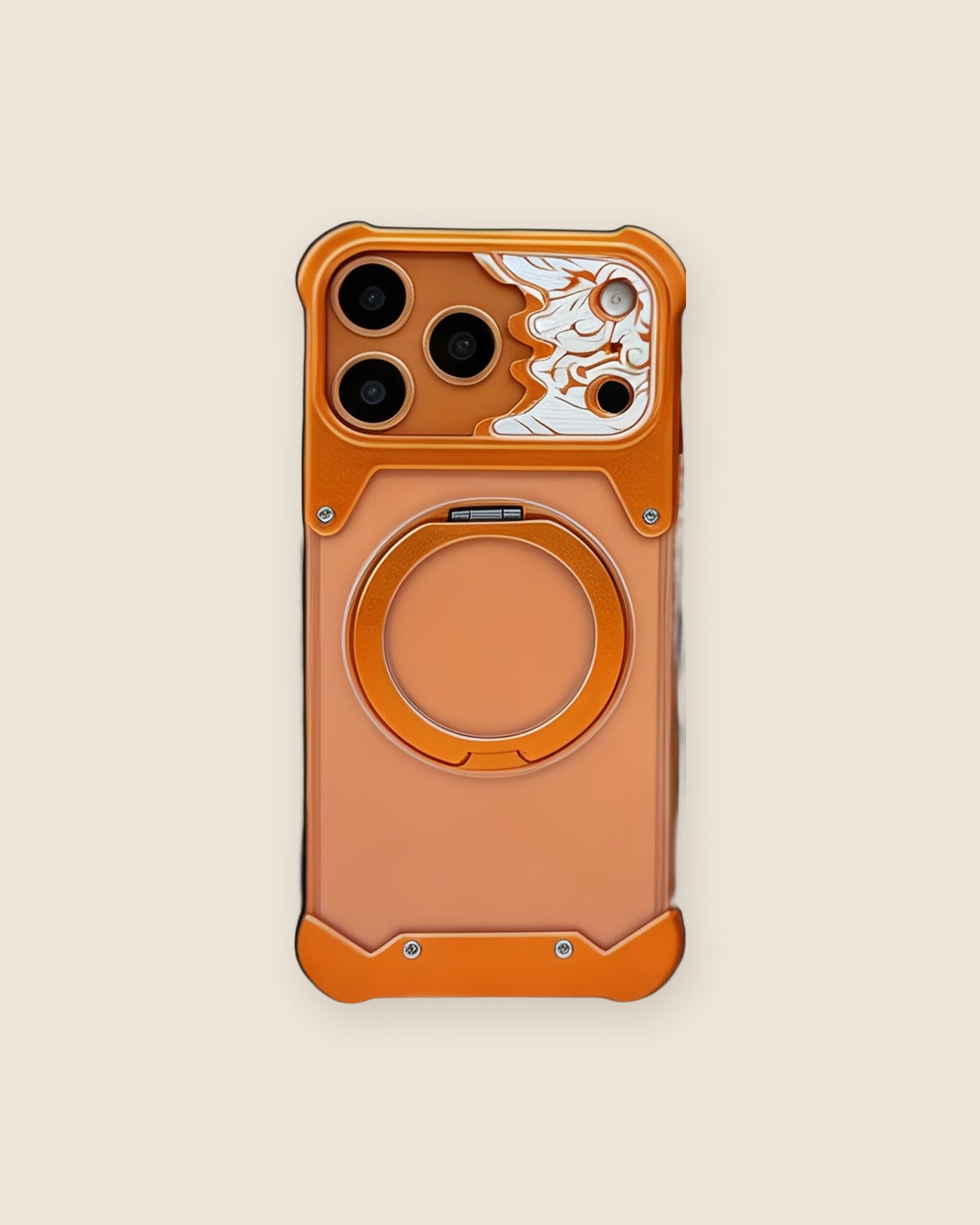 Matte Metal iPhone Case with Magnetic Kickstand in Sunset Orange