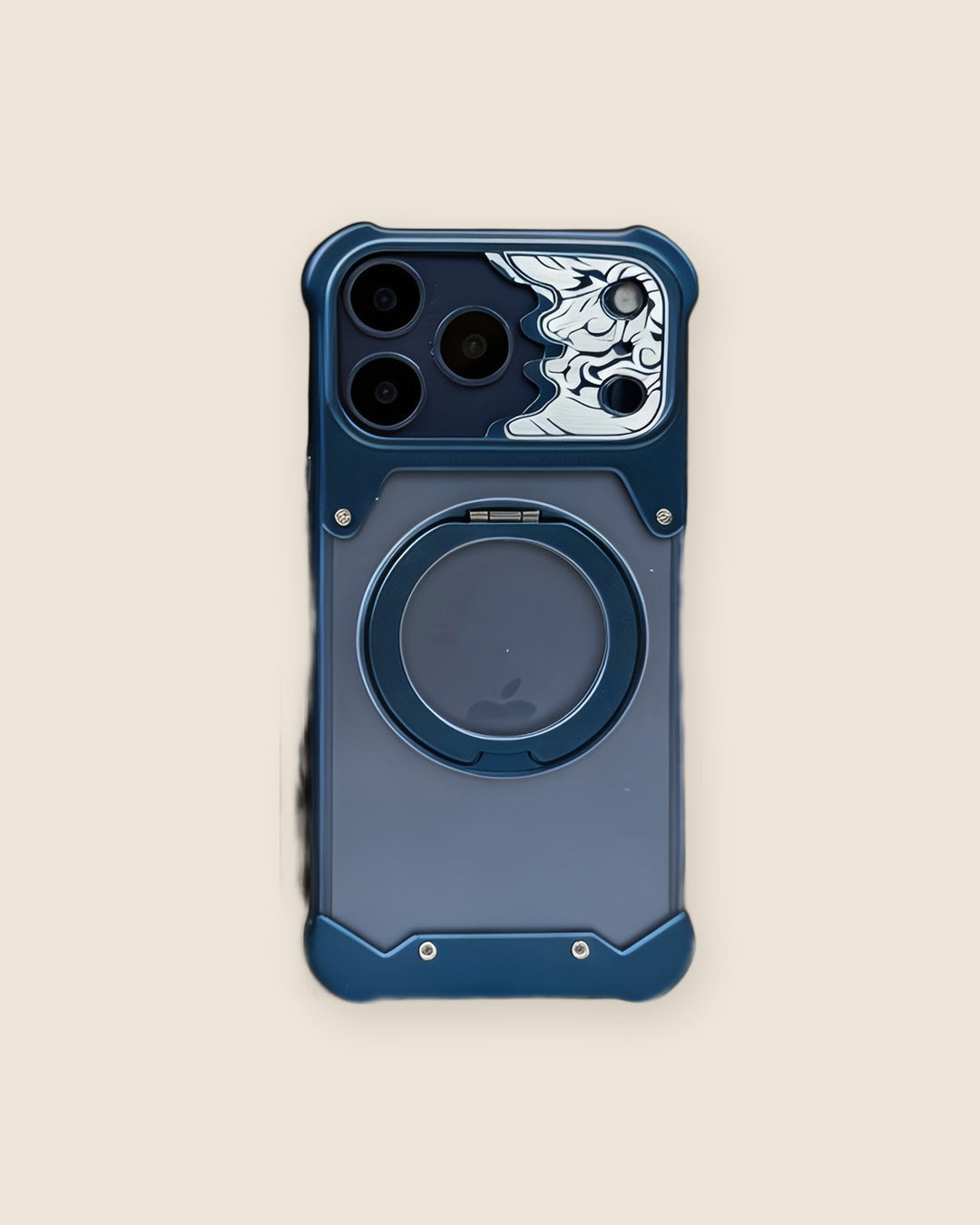 Matte Metal iPhone Case with Magnetic Kickstand in Titanium Blue