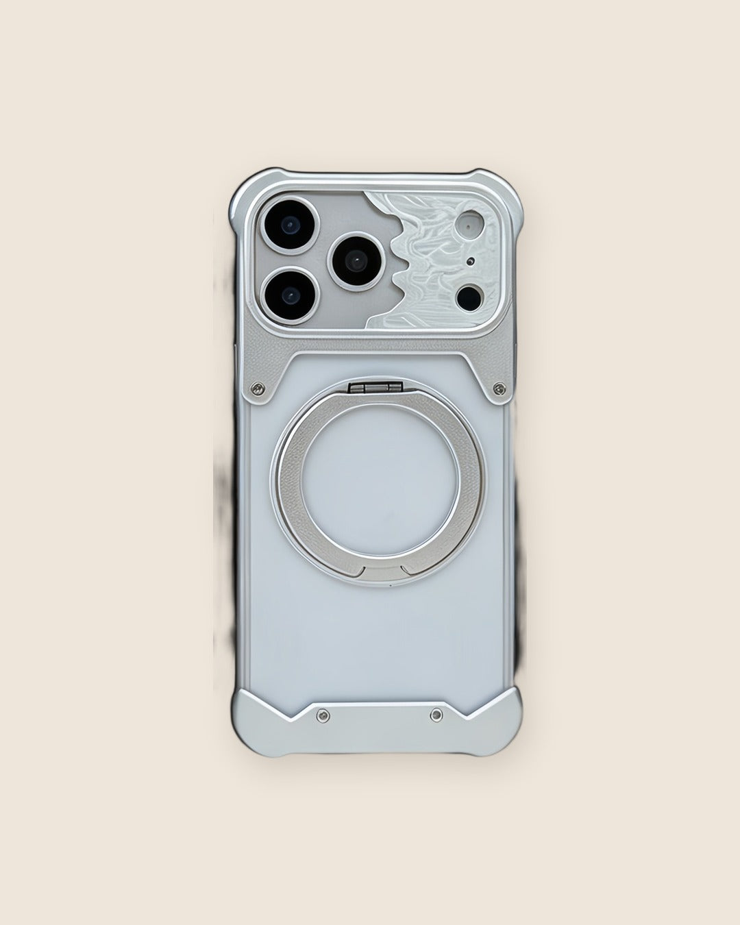Matte Metal iPhone Case with Magnetic Kickstand in Titanium Silver